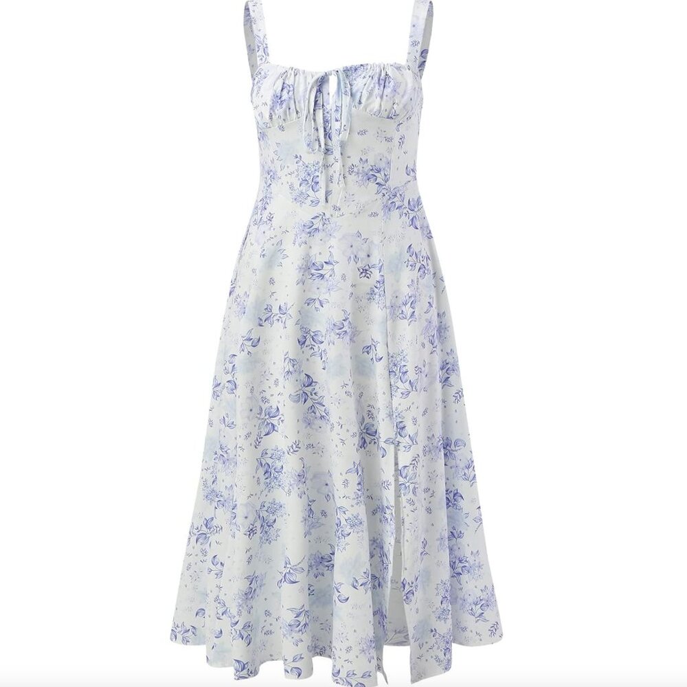 Blue Floral Summer Dress - Picture 2 of 9